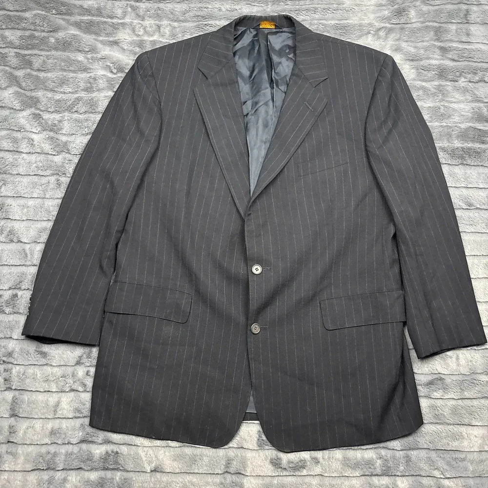 Brooks Brothers Makers Brooksease Mens Navy Pinstripe Blazer Suit Jacket USA 44R